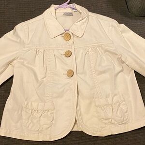 Chico's Cream Women’s Blazer with Wooden Buttons